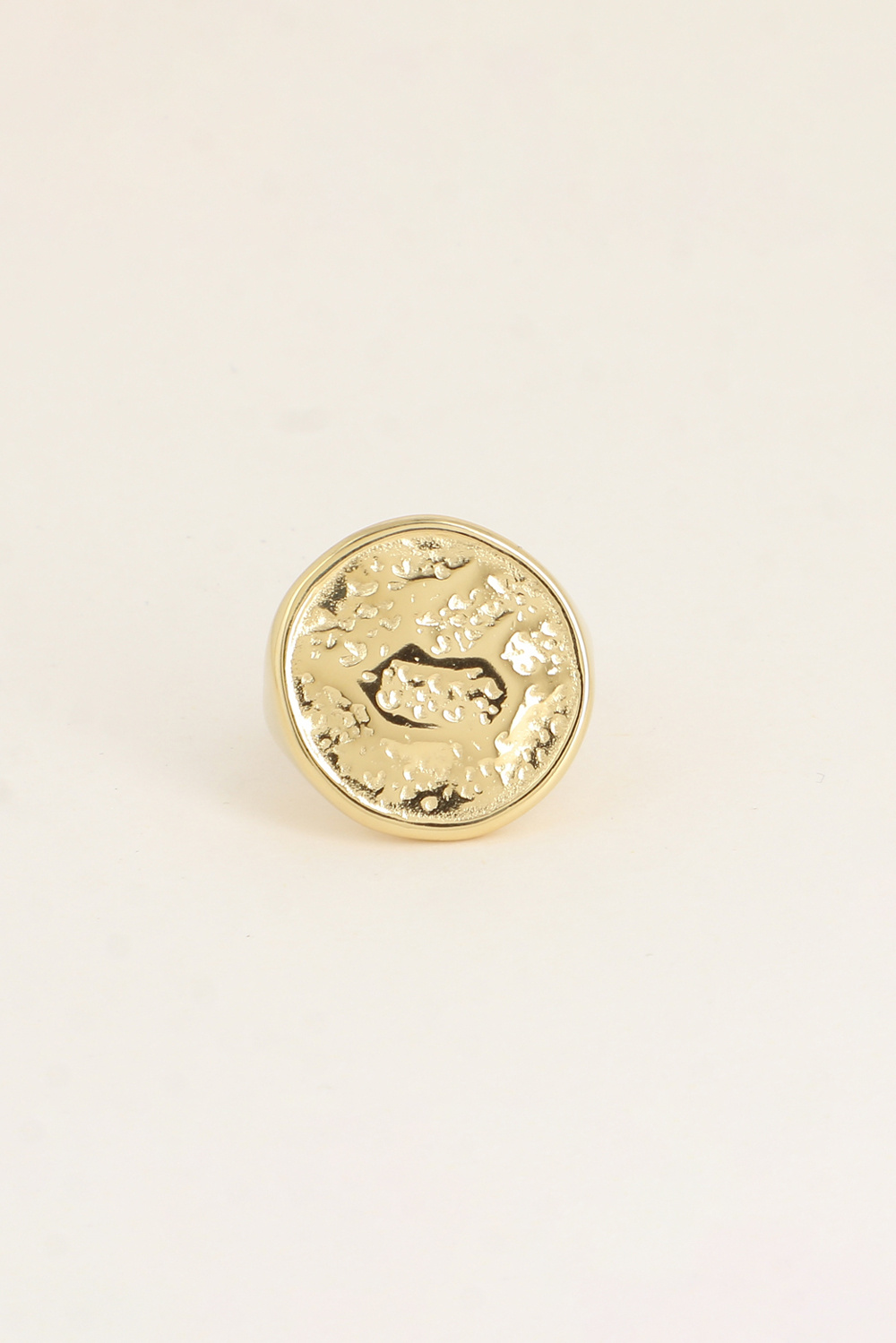Grossiste Bohm - Bague - pièce ronde plate martelée