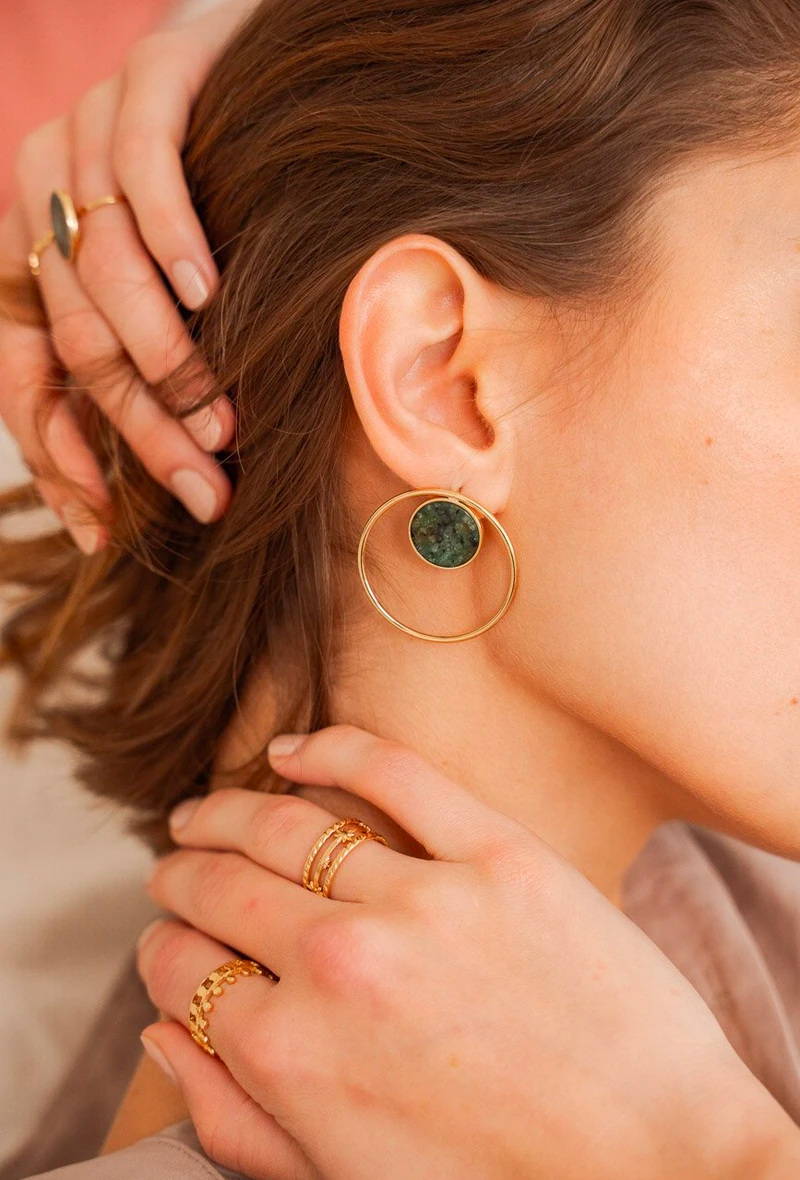 Mayorista Bohm - Pendientes Maxine de oro con piedra natural