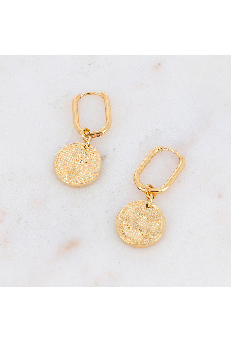 Wholesaler Bohm - Fleury hoop earrings - Birth flowers - February IRIS