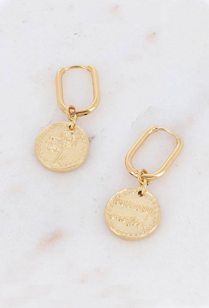 Wholesaler Bohm - Fleury hoop earrings - Birth flowers - March DAFFODIL