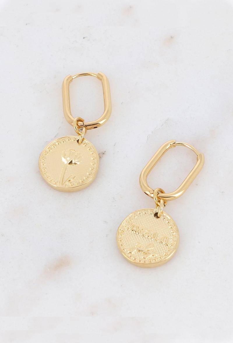 Wholesaler Bohm - Fleury hoop earrings - Birth flowers - July WATERLILY