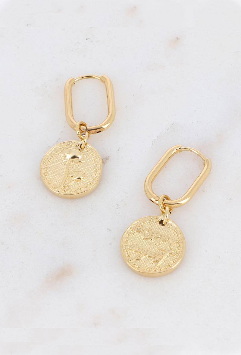 Wholesaler Bohm - Fleury hoop earrings - Birth flowers - August POPPY