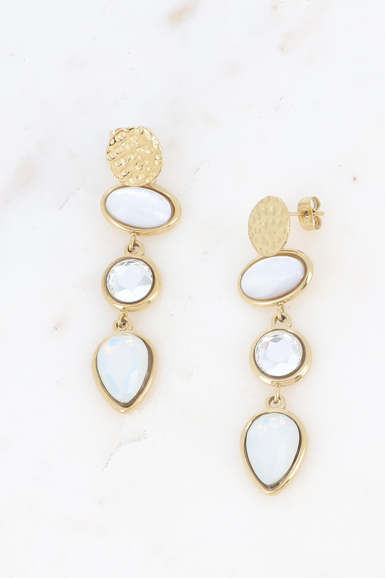Mayorista Bohm - Pendientes colgantes romanos - 3 piezas, cristal, piedra natural
