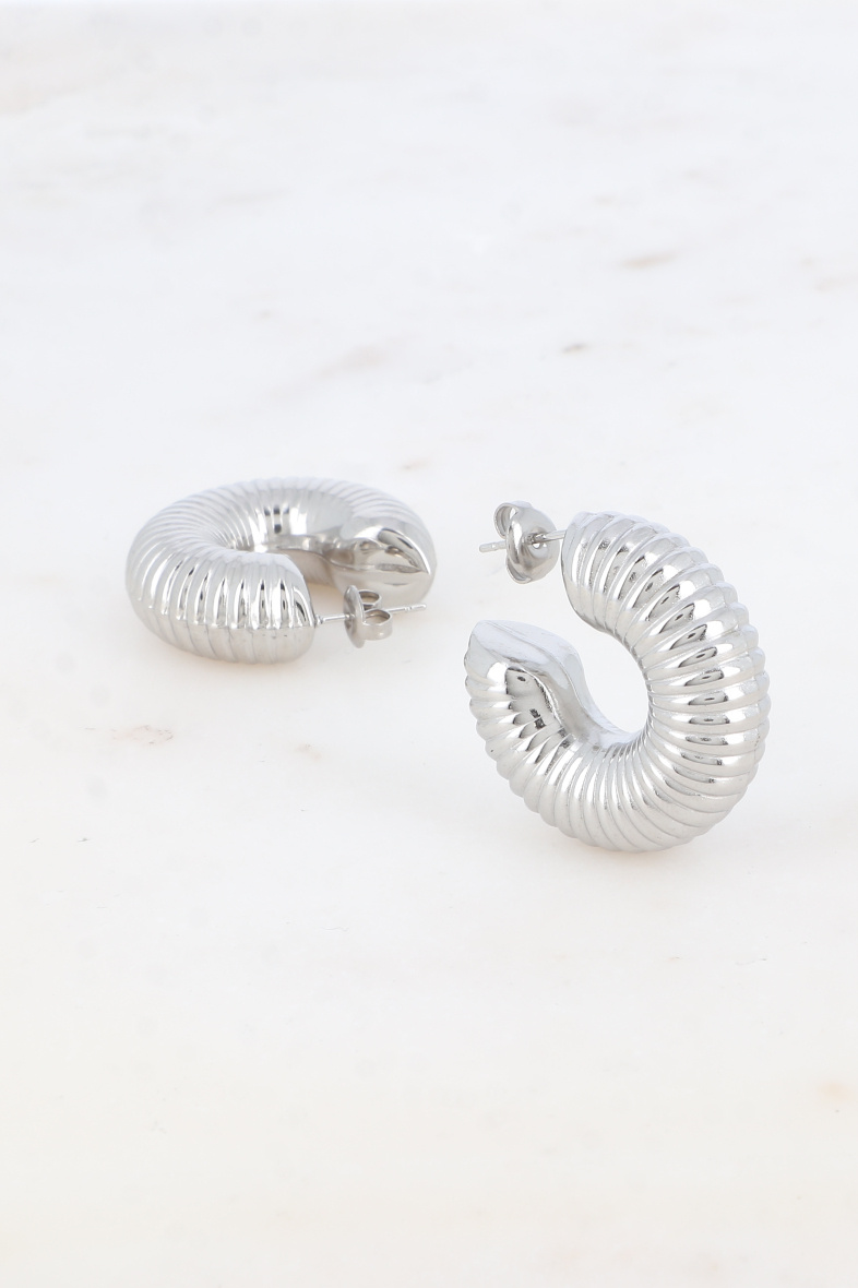 Mayorista Bohm - Pendientes de aro - aro grueso efecto estriado 30mm