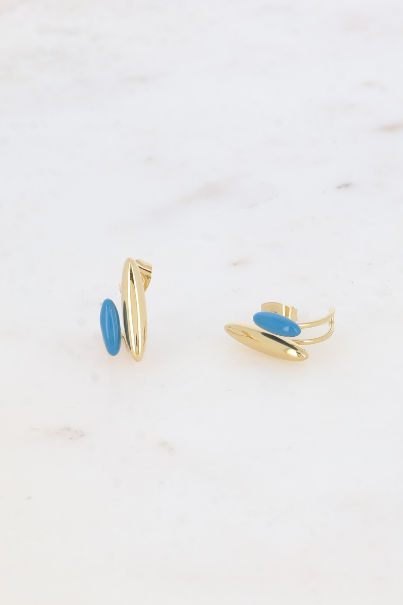 Mayorista Bohm - Pendientes mini aro - 2 formas ovaladas y esmalte de colores