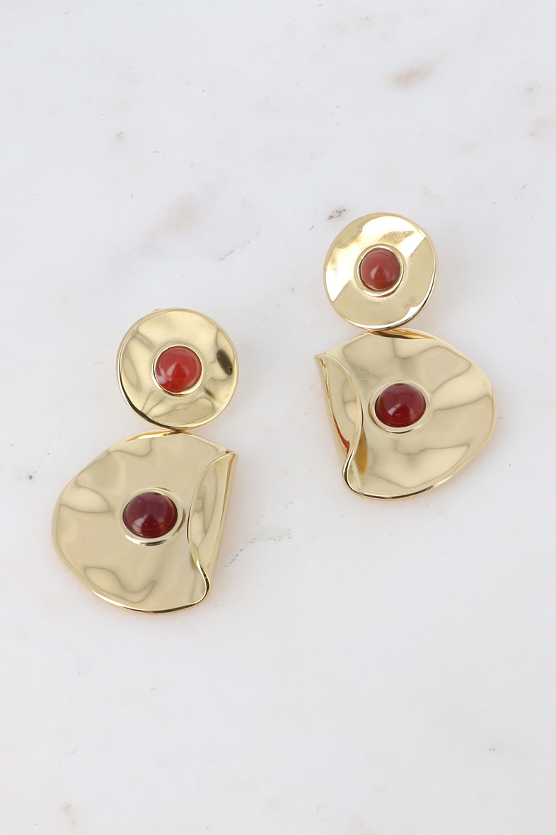 Mayorista Bohm - Pendientes colgantes - pieza doble redonda con piedra natural
