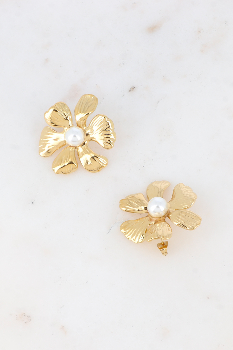 Mayorista Bohm - Pendientes pulgas - flor y piedra natural