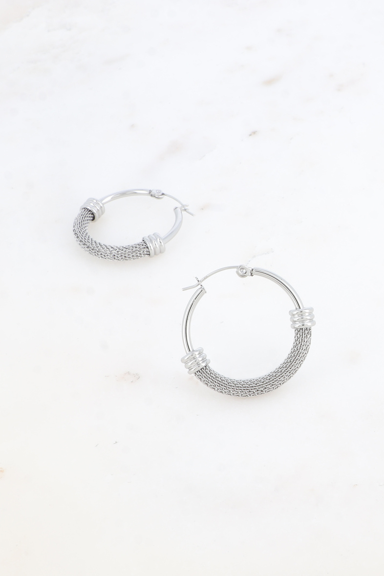 Mayorista Bohm - Pendientes aros trinquete - aro efecto malla 30x30mm