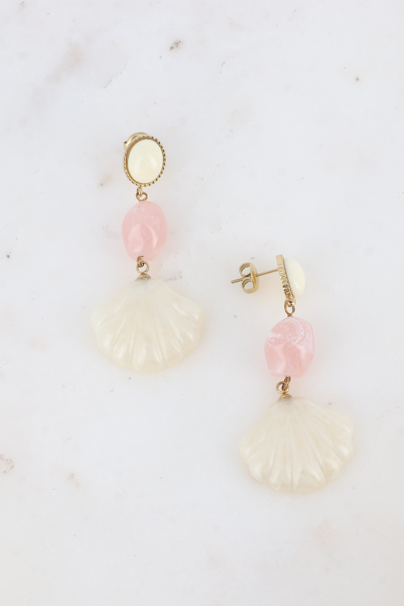 Mayorista Bohm - Hebillas colgantes de acero: 3 paneles, acetato y forma de concha