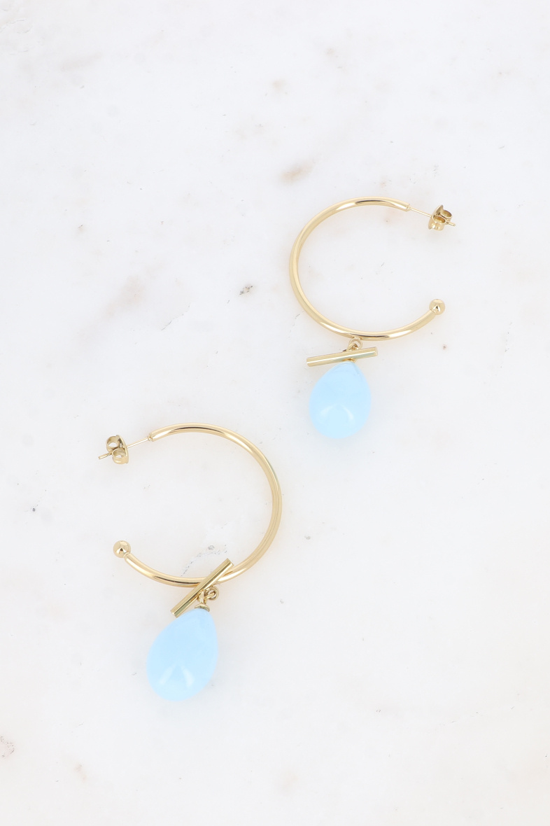 Mayorista Bohm - Pendientes de aro de acero - barra y gota de acetato colgante