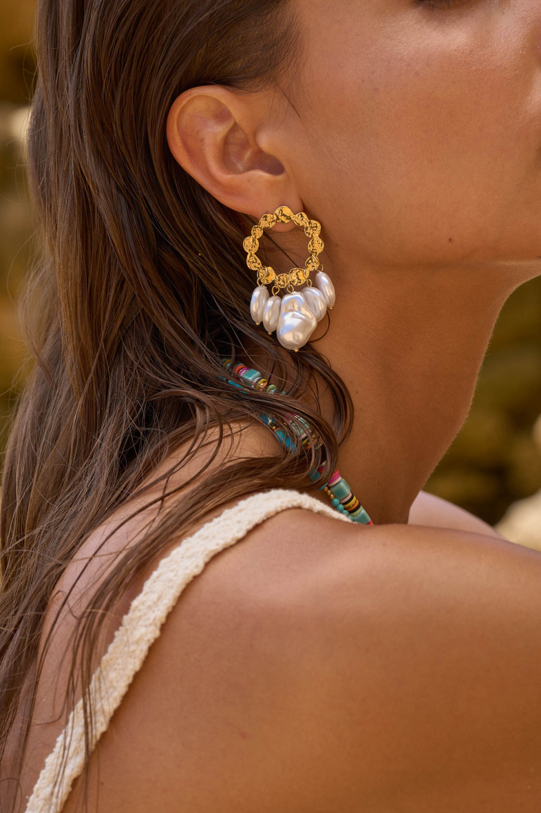 Mayorista Bohm - Aretes Nest: forma de nube texturizada y cuentas de acetato colgantes