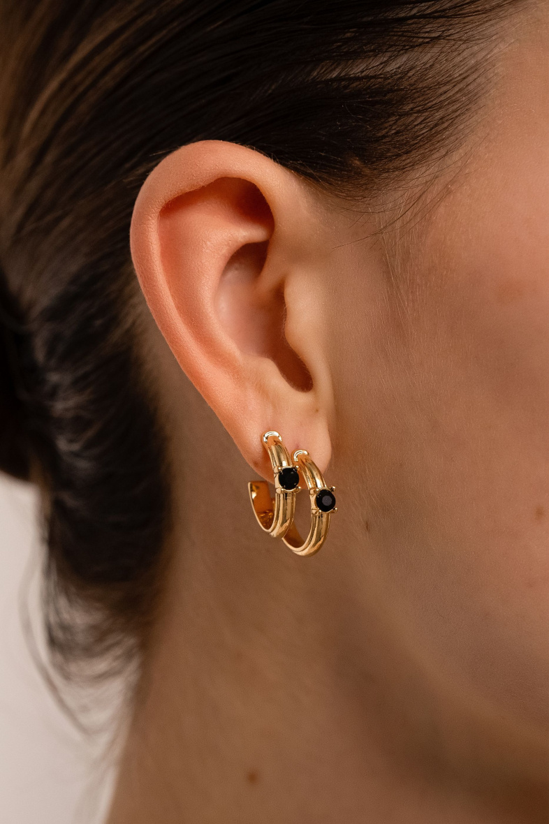 Mayorista Bohm - Pendientes de aro Zaniko - anillo de acero inoxidable engastado con un cristal