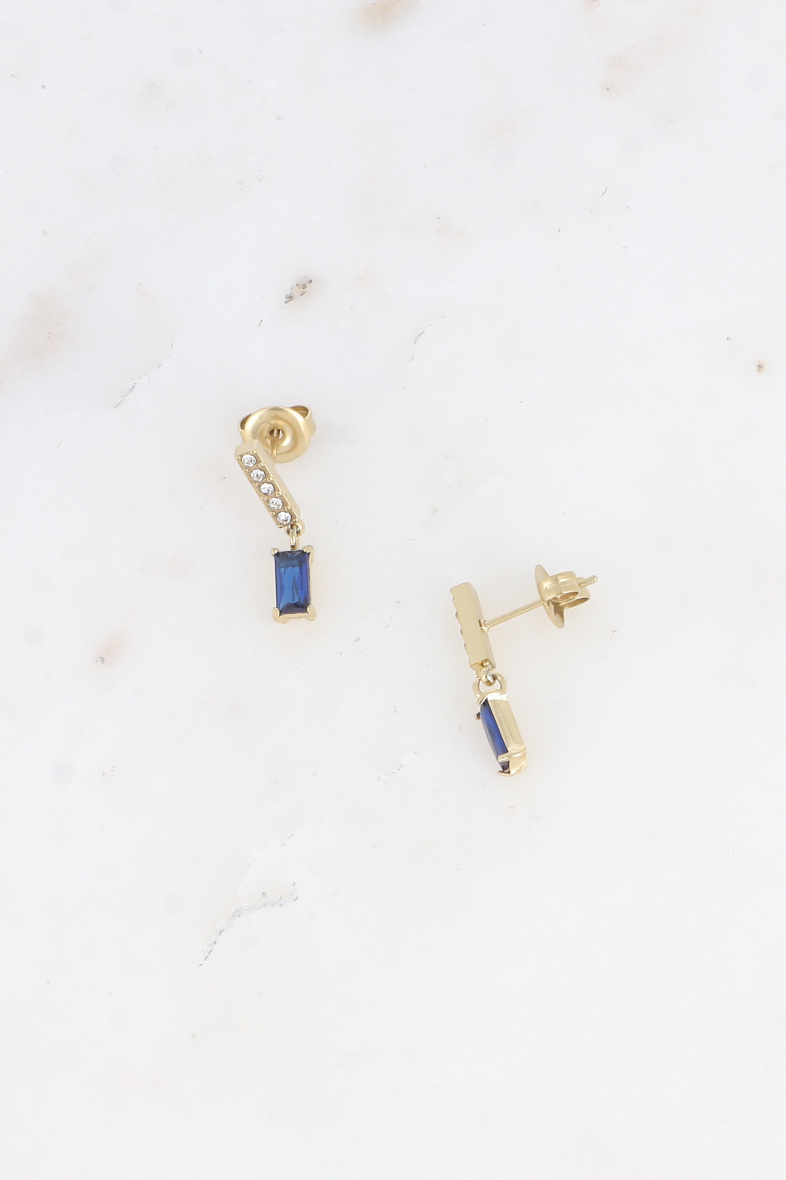 Grossiste Bohm - Boucles pendantes - barre avec oxydes de zirconium et cristal rectangulaire