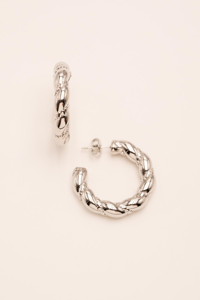 Mayorista Bohm - Pendientes de aro Marthe - doble vuelta 3 cm en acero inoxidable