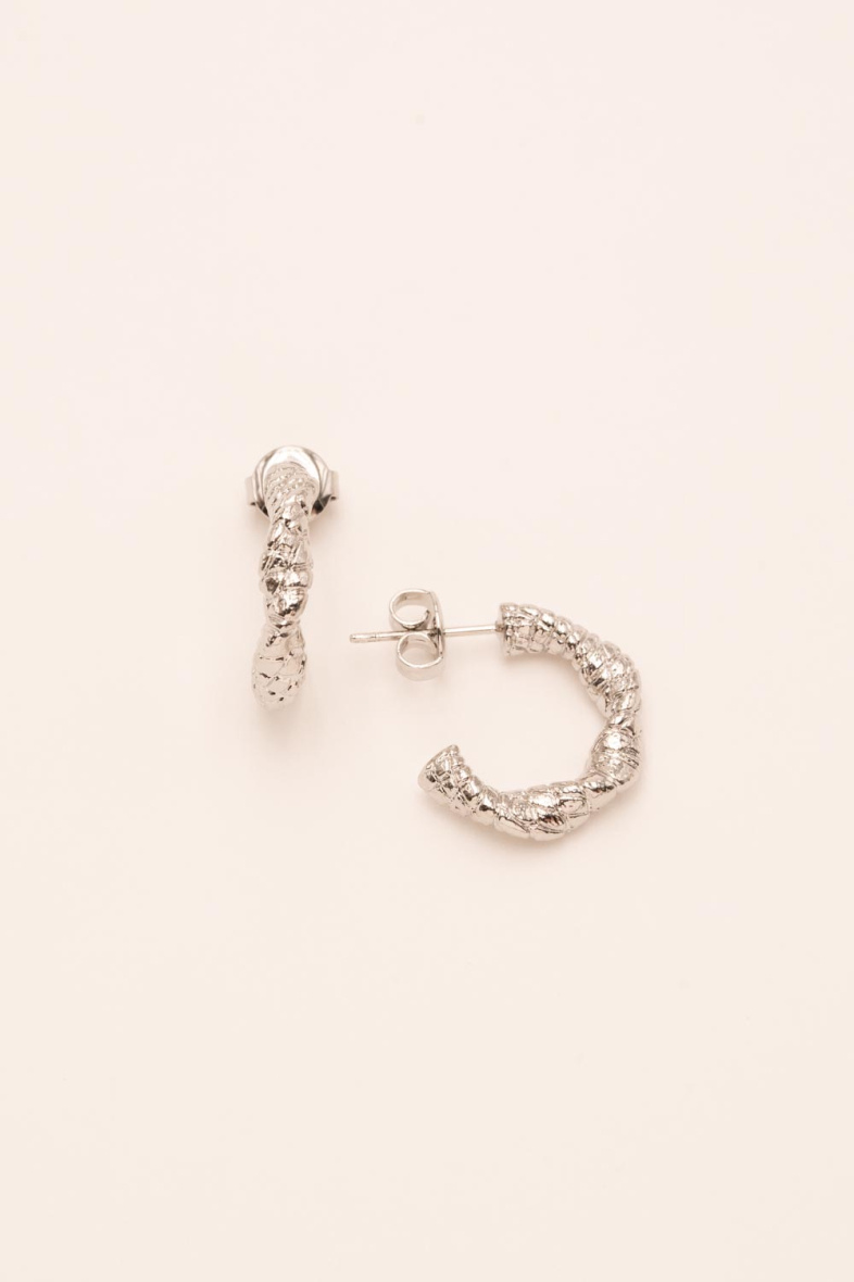 Mayorista Bohm - Pendientes de aro Pierrette - efecto cocodrilo retorcido en acero inoxidable 2 cm