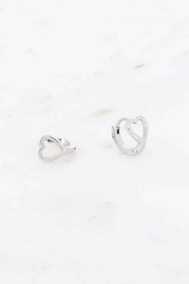 Mayorista Bohm - Pendientes mini aro - corazón calado de acero inoxidable