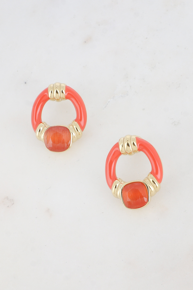 Mayorista Bohm - Pendientes bala - ojo de gato calado ovalado, esmaltado y cuadrado
