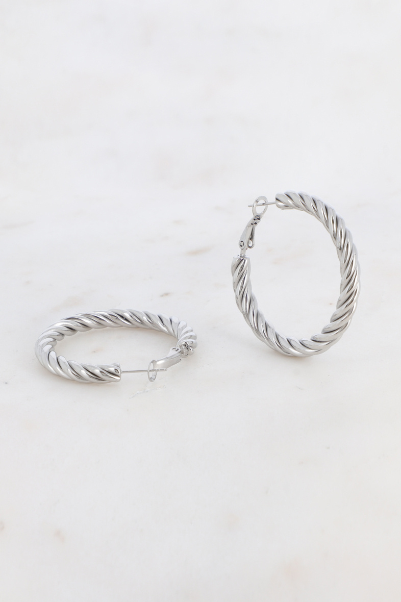 Großhändler Bohm - Creolen – gedrehter Ring 4 cm aus Edelstahl