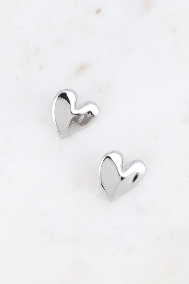 Grossiste Bohm - Boucles puces - coeur martelé en acier inoxydable