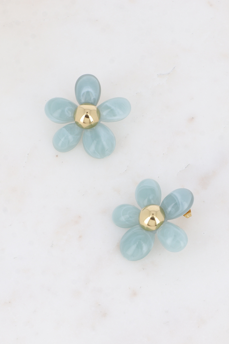 Grossiste Bohm - Boucles puces - fleur en acétate coloré