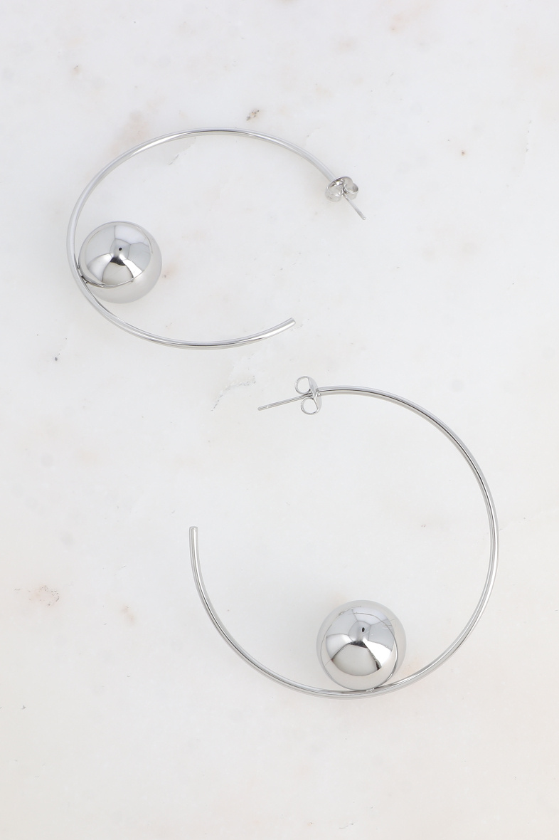 Wholesaler Bohm - Hoop earrings - steel ball 55x55mm