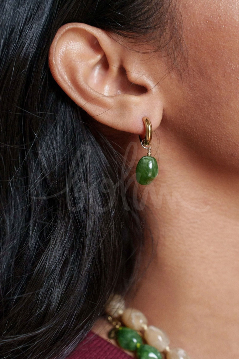 Wholesaler Bohm - Hoop earrings - colored resin bead
