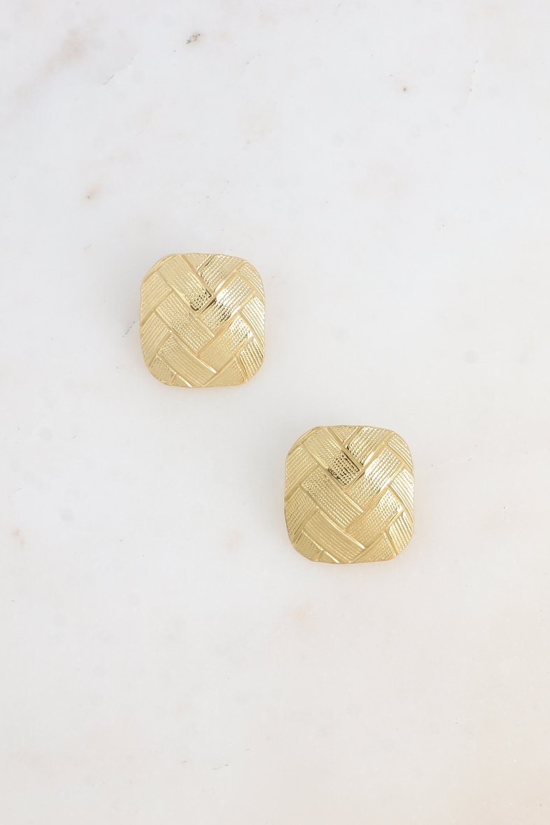 Wholesaler Bohm - Stud earrings - large rectangle, checkerboard pattern