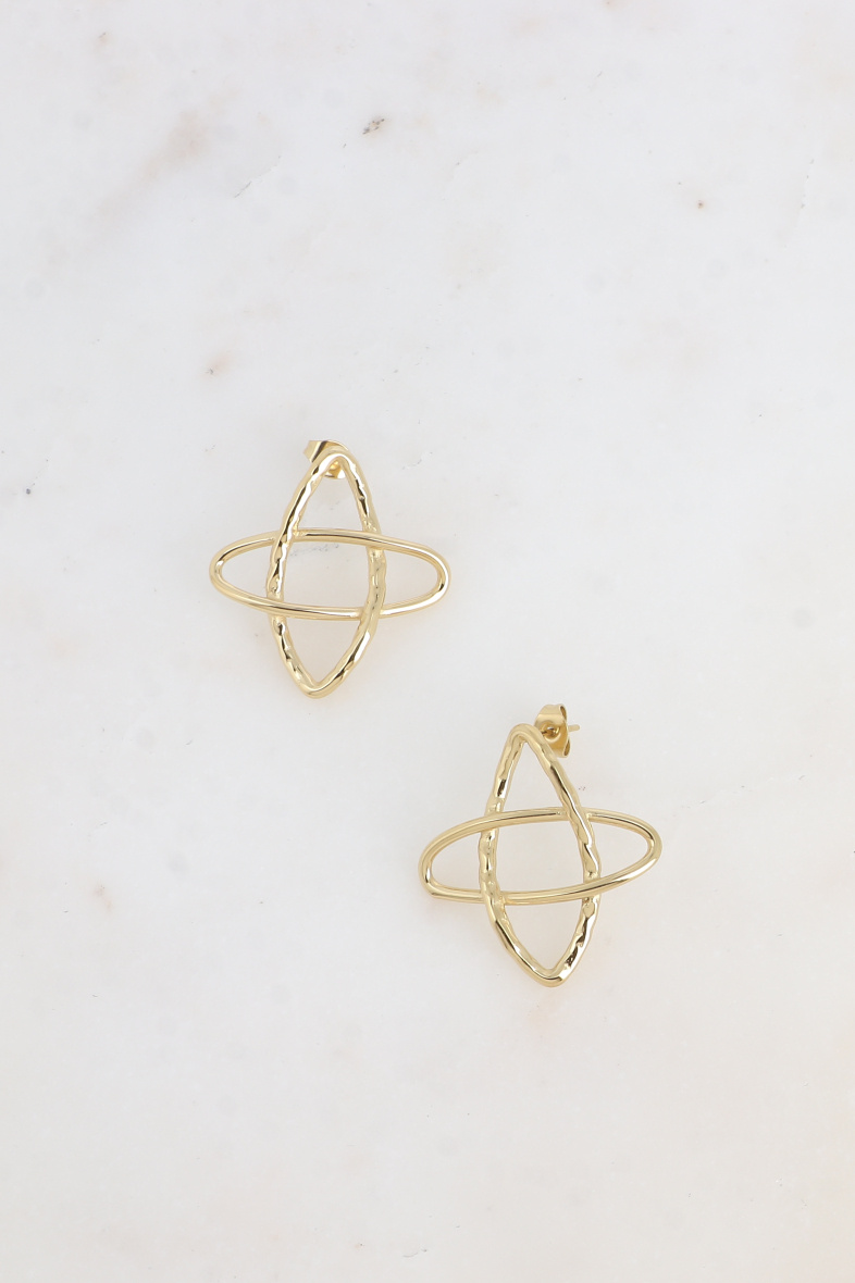 Wholesaler Bohm - Stud earrings - 2 intertwined rings, openwork star
