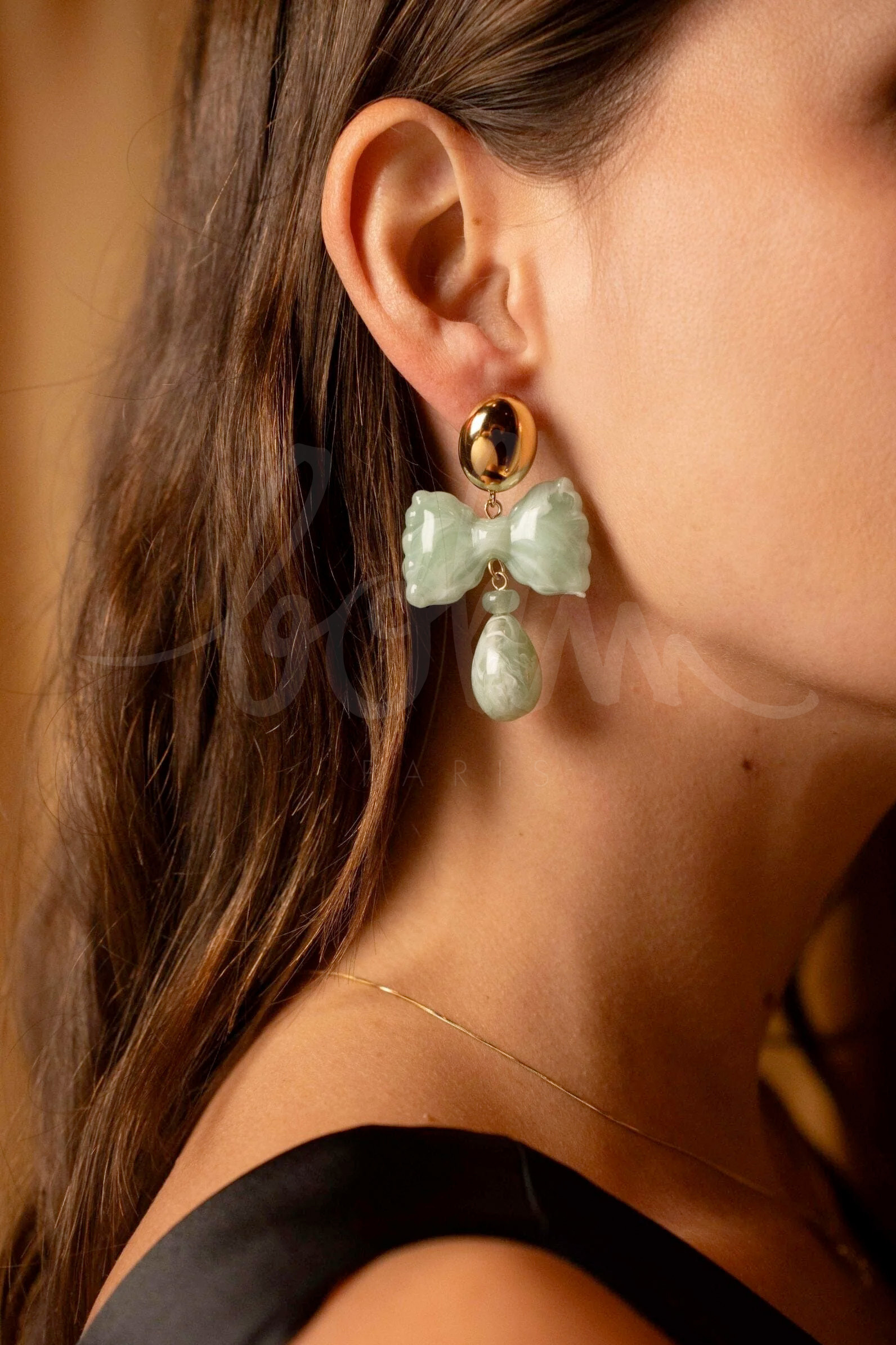 Wholesaler Bohm - Drop earrings - bow tie and drop in colored acetate