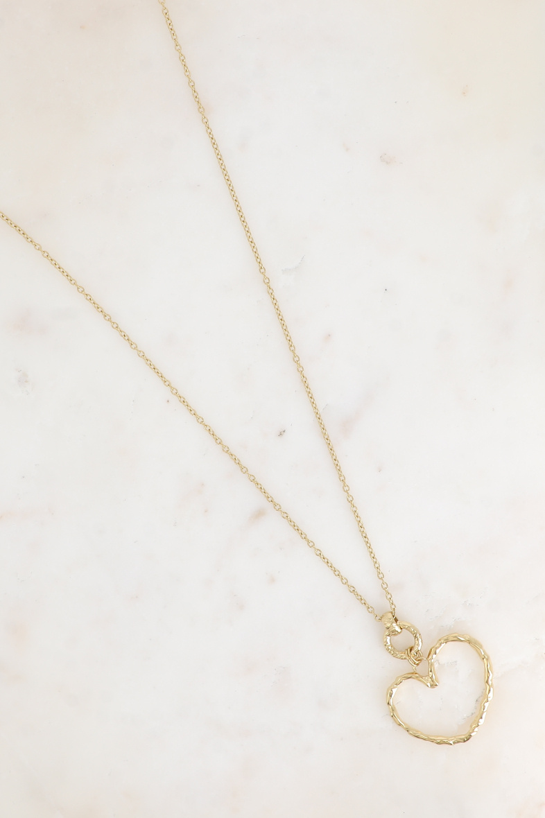 Grossiste Bohm - Sautoir Athenia - pendentif coeur ajouré et texturé