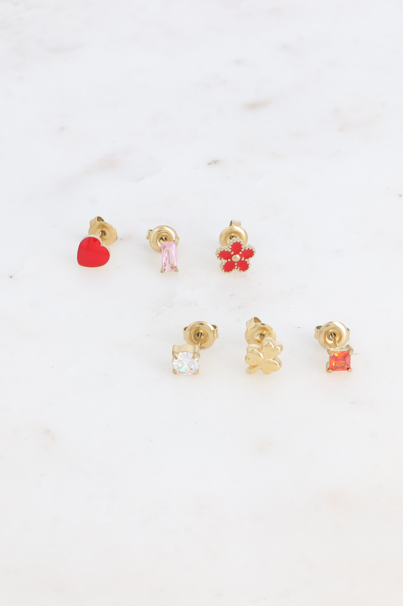 Großhändler Bohm - Set mit 6 Chips – Herz, runde, rechteckige und quadratische Kristalle, Blume und Kleeblatt