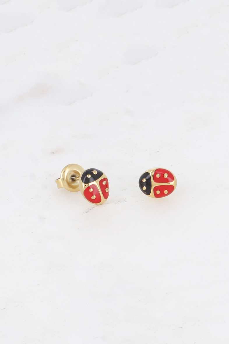 Wholesaler Bohm - Flea earrings - enameled ladybug