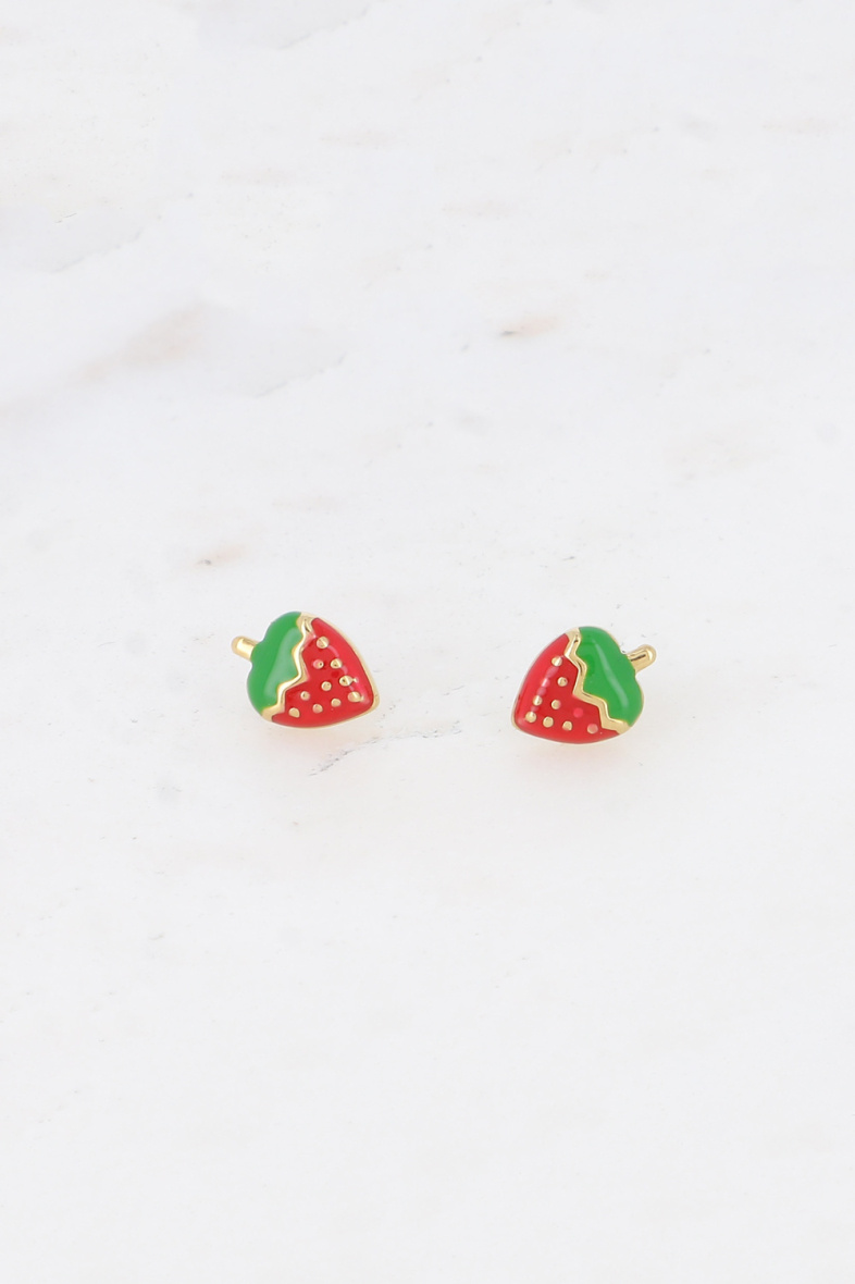 Grossiste Bohm - Boucles puces - fraise émaillée