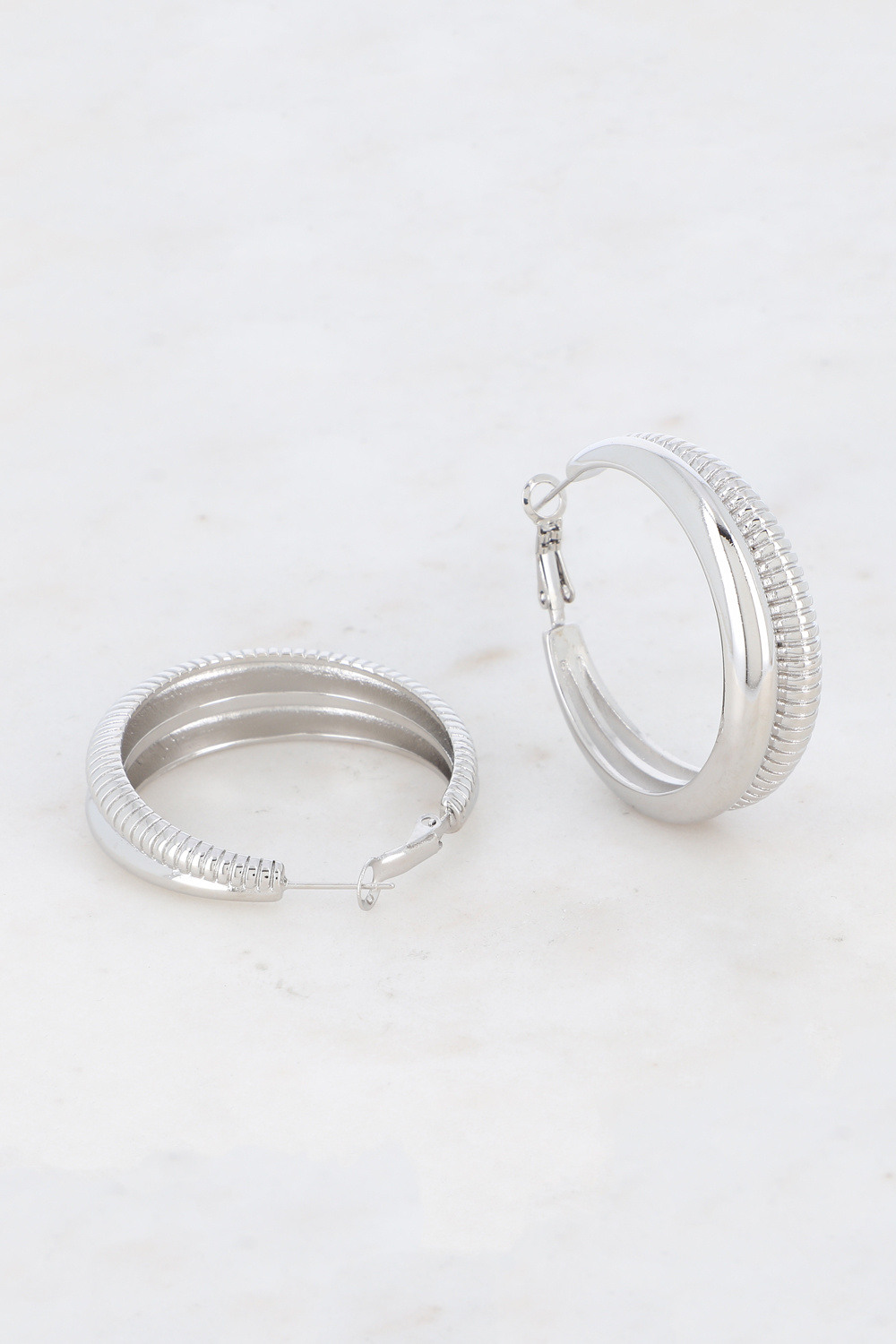 Mayorista Bohm - Pendientes aro - aro doble textura 40 mm