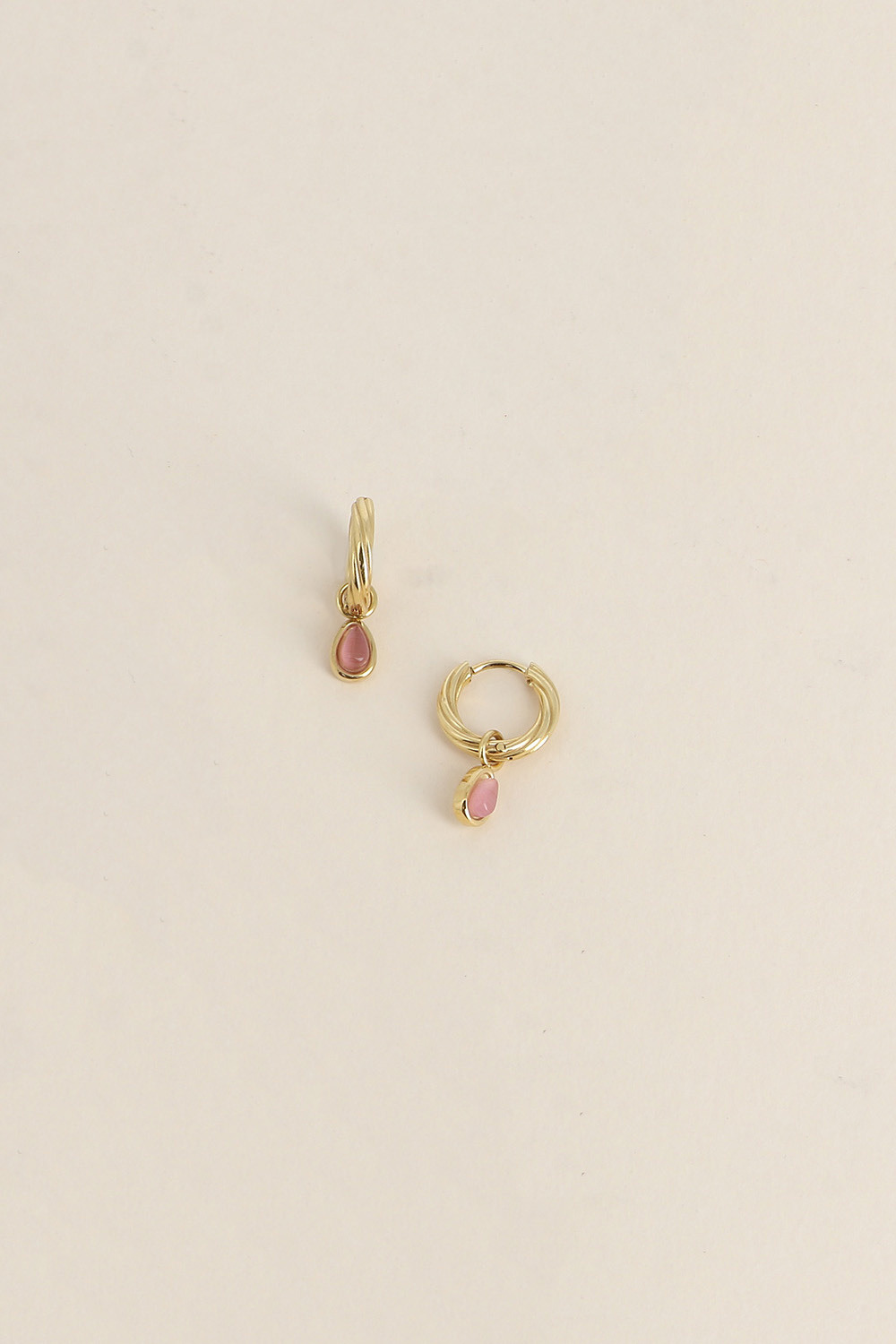 Wholesaler Bohm - Hoop earrings - twisted ring and dangling cat's eye drop