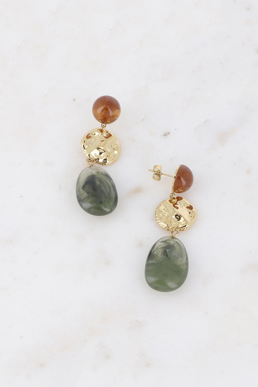 Wholesaler Bohm - Dangling earrings - 2 acetates and hammered round piece