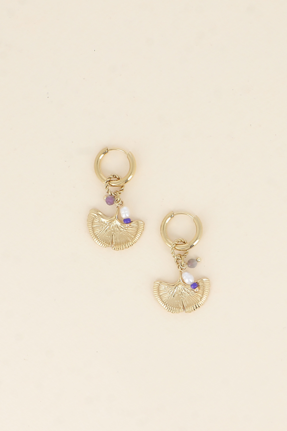 Wholesaler Bohm - Hoop Earrings - Charms (ginkgo, freshwater pearl, natural stones)