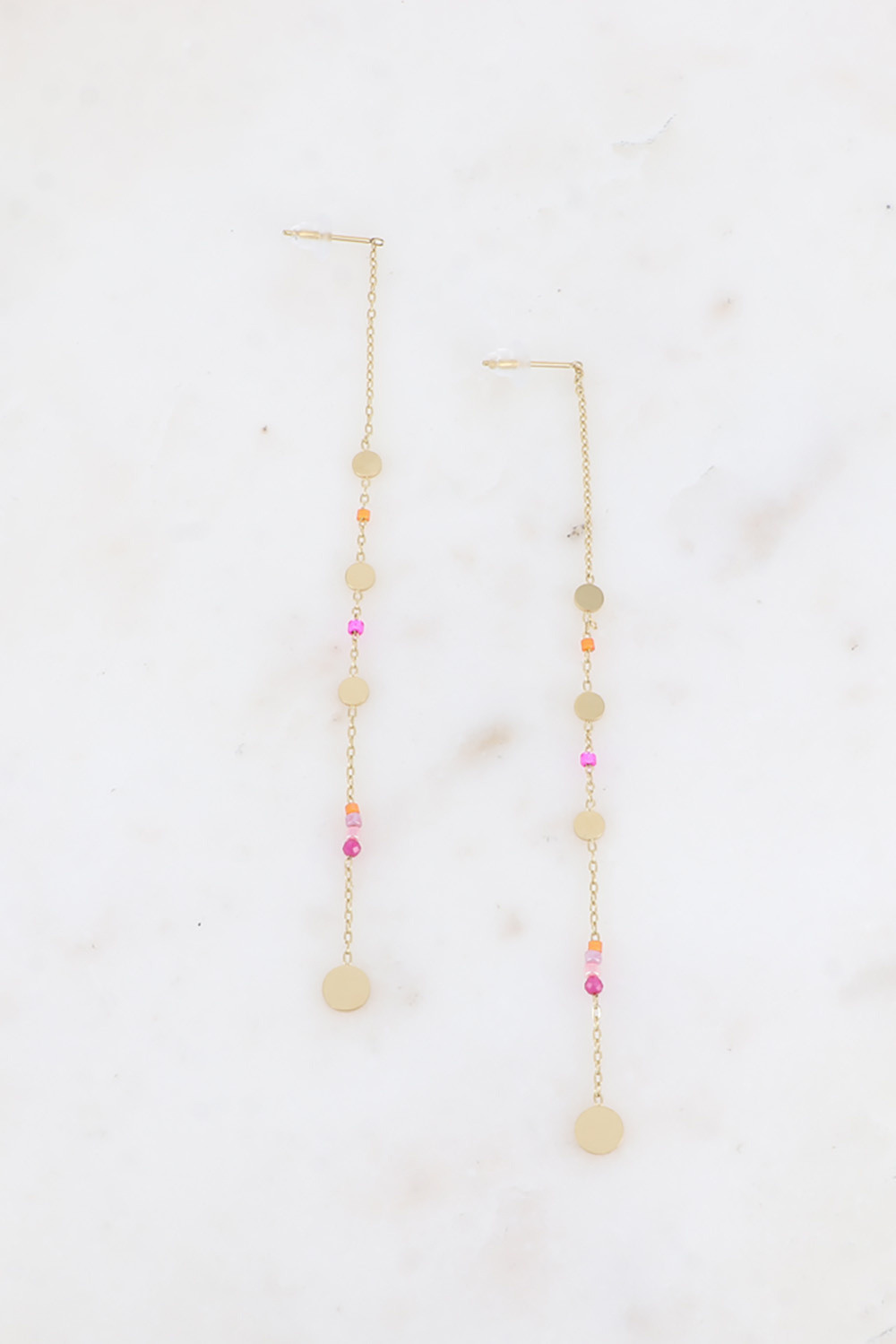 Grossiste Bohm - Boucles pendantes - pampilles rondes, rocailles et pierres naturelles