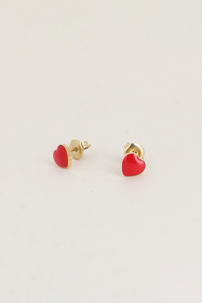 Mayorista Bohm - Pendientes de botón - corazón esmaltado Mayorista Bohm - Pendientes de botón - corazón esmaltado