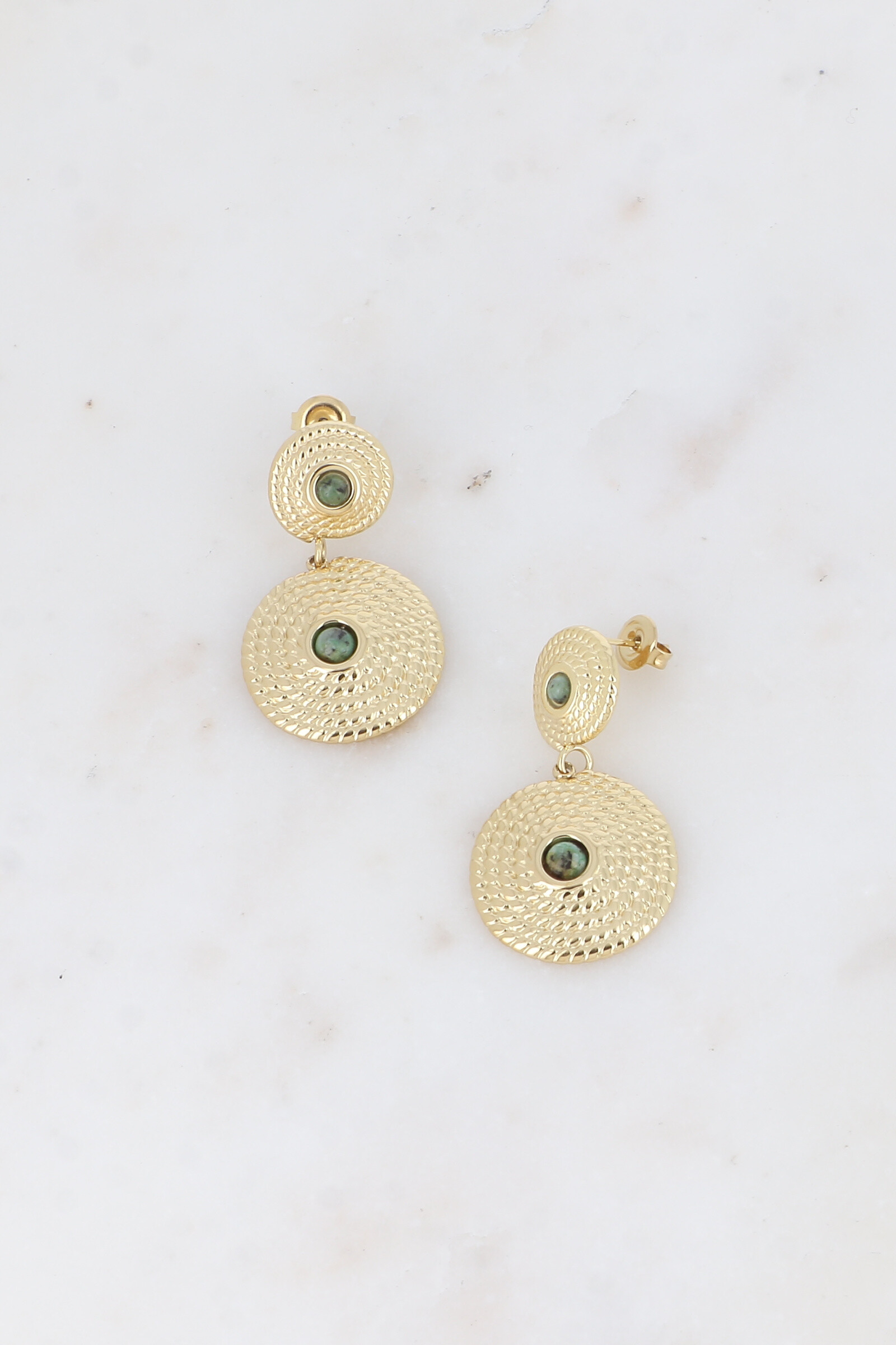 Wholesaler Bohm - Pendant curls - 2 pieces braided rings with natural stones