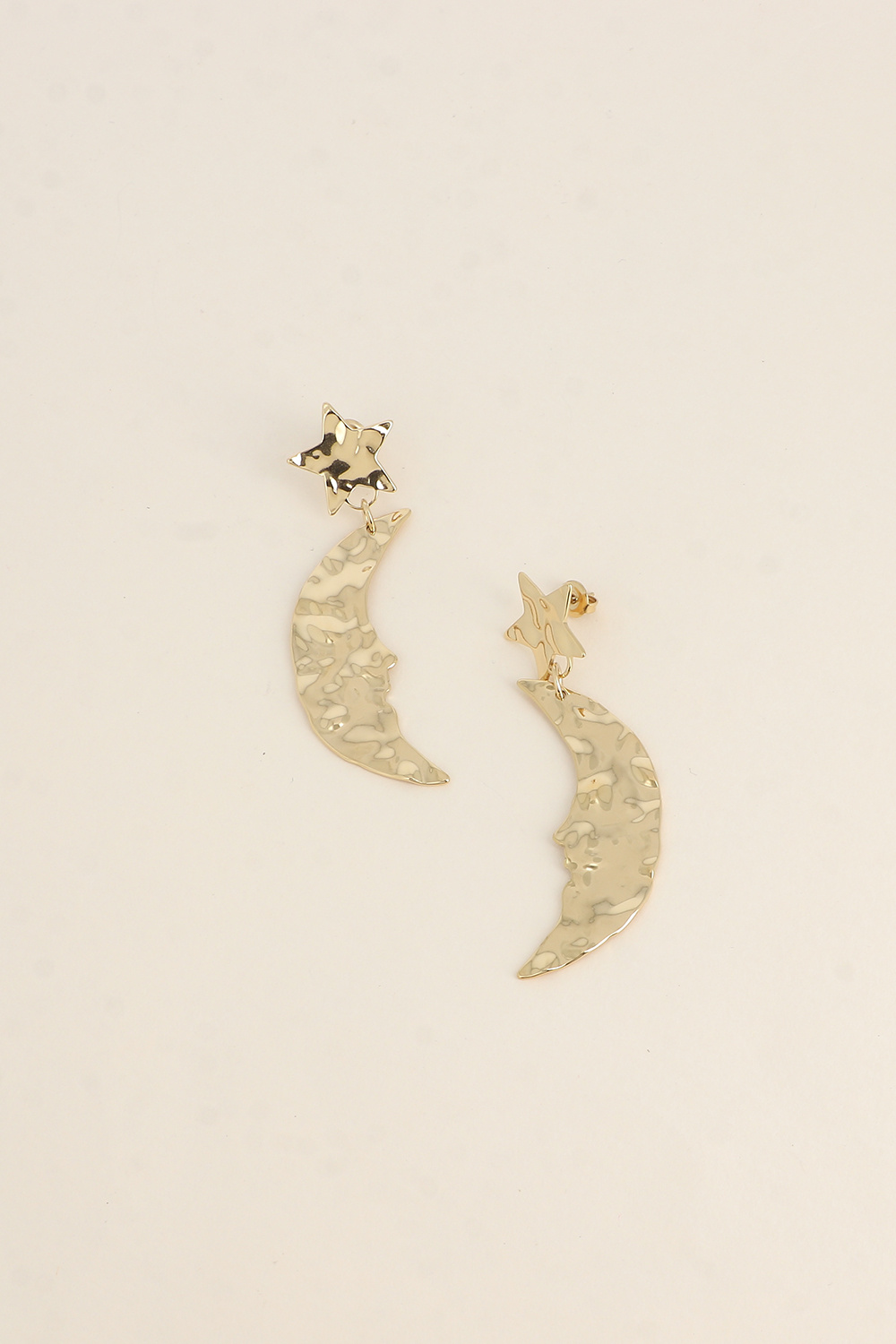 Wholesaler Bohm - Dangling earrings - hammered moon and star