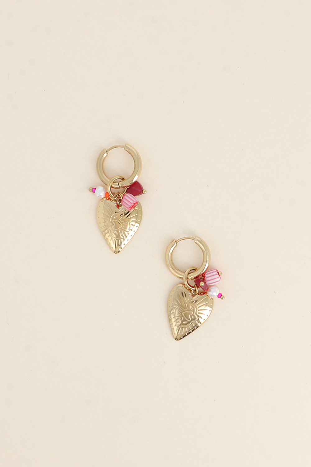 Wholesaler Bohm - Hoop Earrings - heart, freshwater pearl, beads