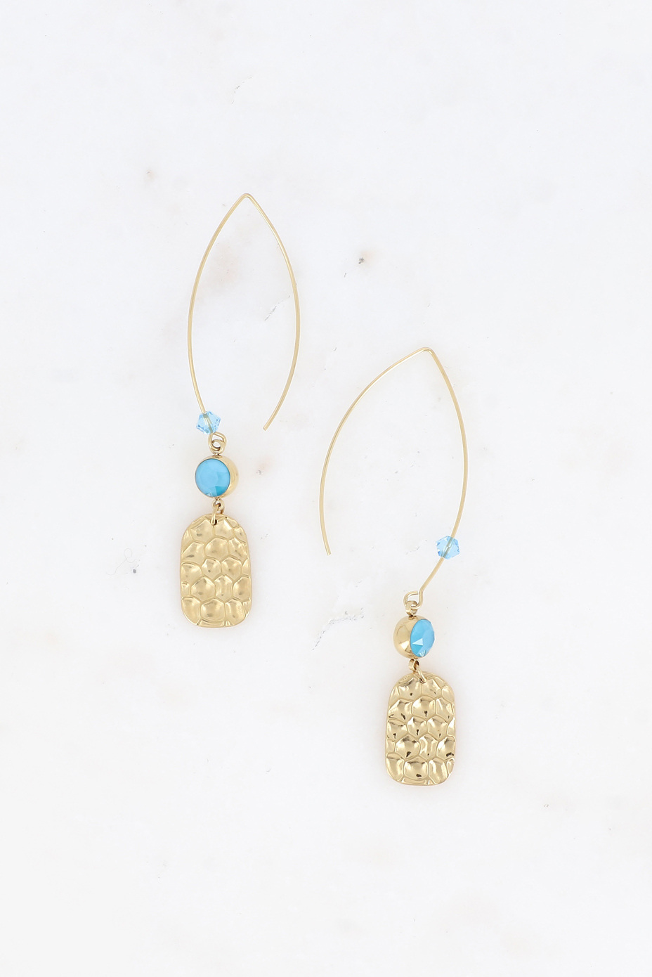 Mayorista Bohm - Pendientes colgantes Alizea - gancho largo, colgante de panal y cristal SS29, montura dorada y de rodio