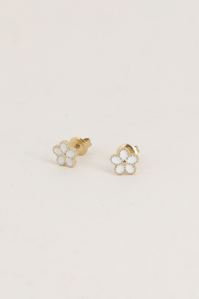 Mayorista Bohm - Pendientes de botón - flor esmaltada con borde milgrain Mayorista Bohm - Pendientes de botón - flor esmaltada con borde milgrain