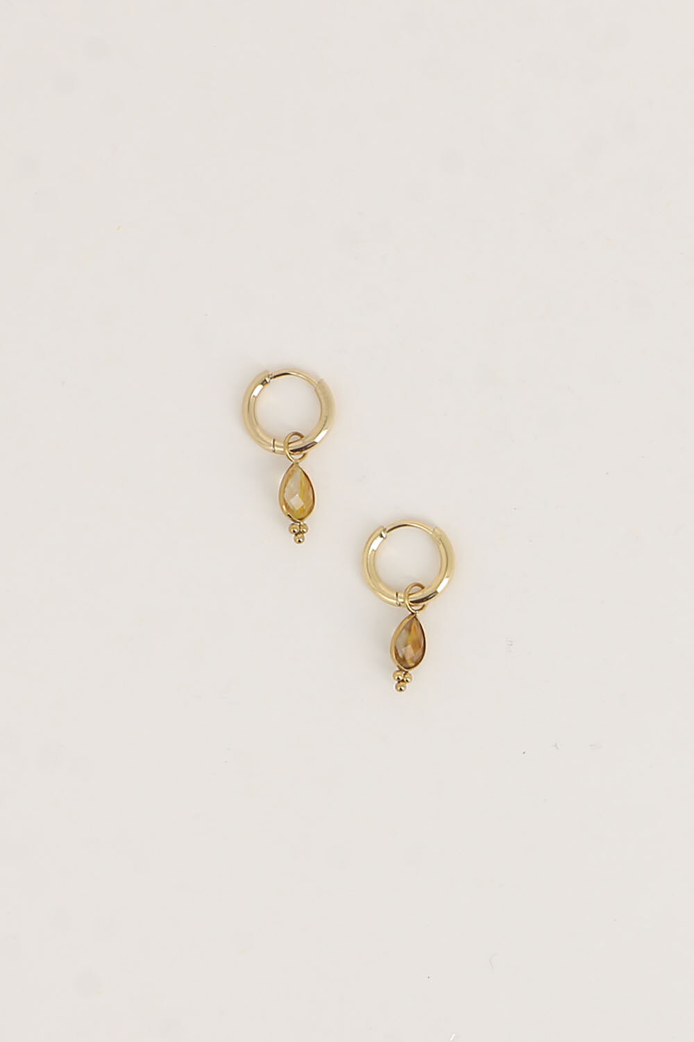 Wholesaler Bohm - Hoop Earrings - Natural Stone Drop and 3 Beads