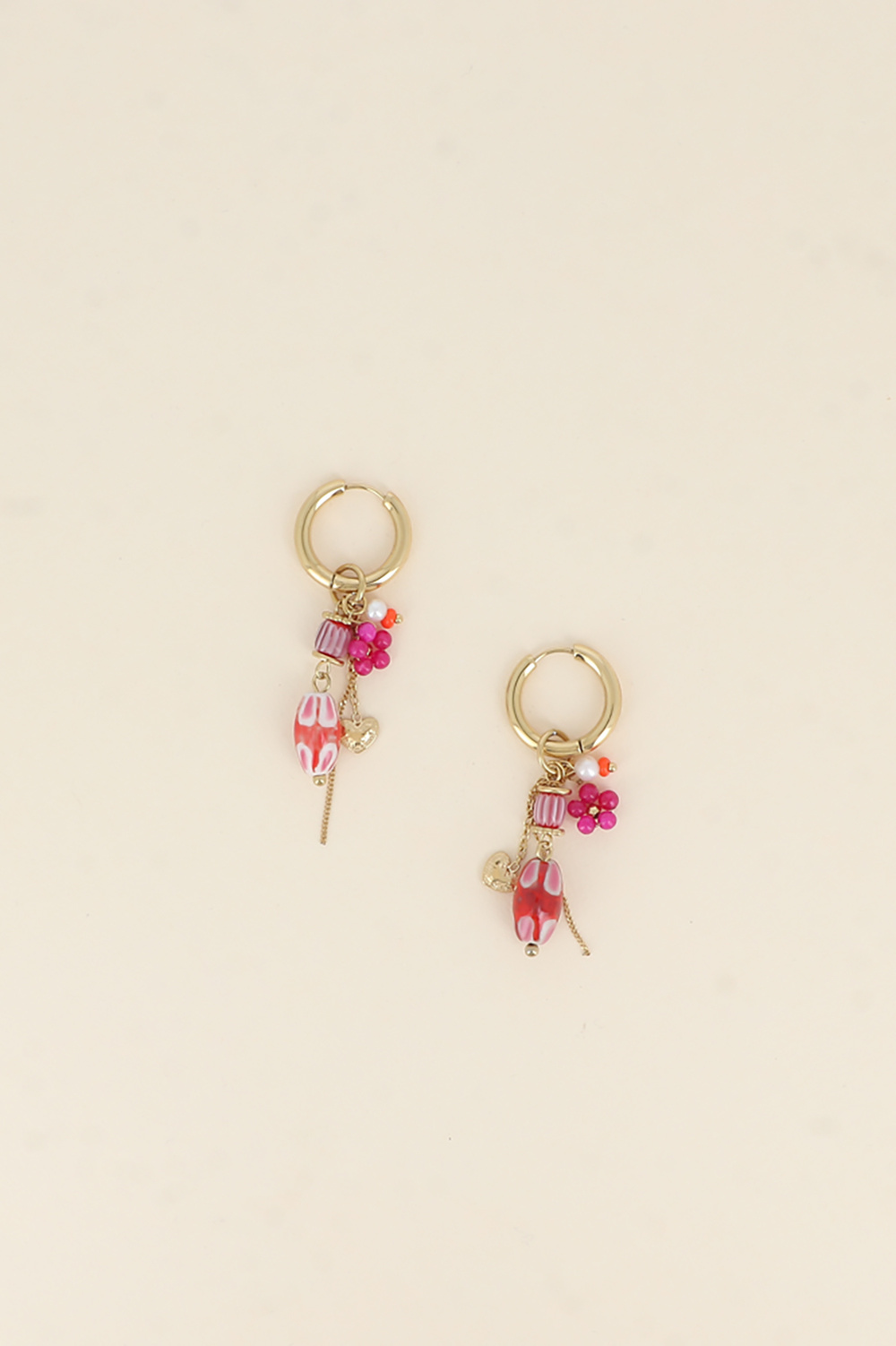 Mayorista Bohm - Aros - cerámica esmaltada, corazón, flor, perlas de agua dulce, piedras naturales