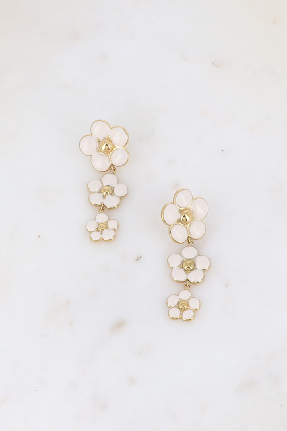 Mayorista Bohm - Pendientes colgantes - 3 flores esmaltadas