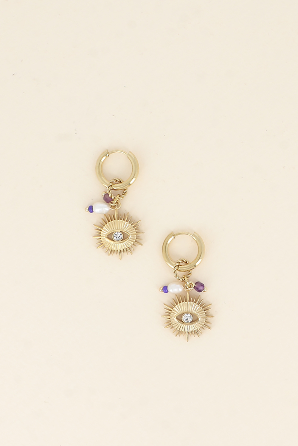 Mayorista Bohm - Aros - Ojo con pequeño óxido de circonio, perla de agua dulce y piedras naturales