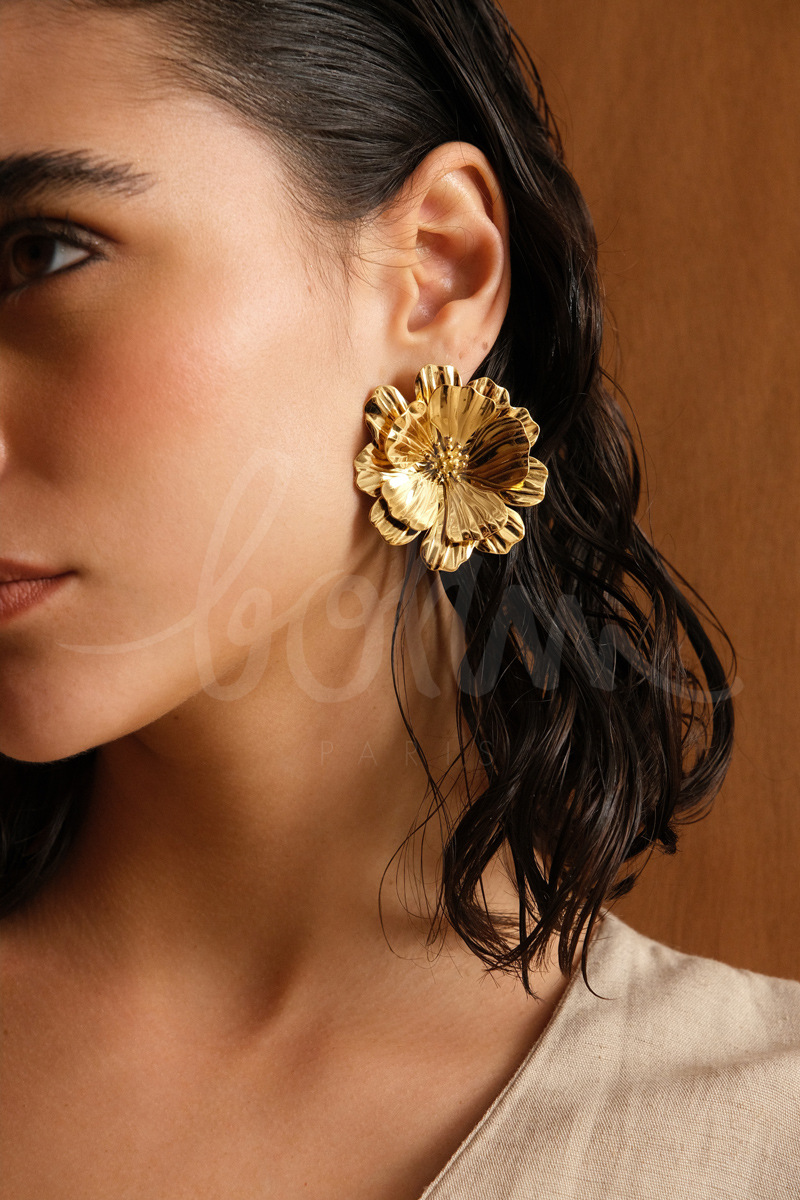 Mayorista Bohm - Pendientes de botón - flor texturizada