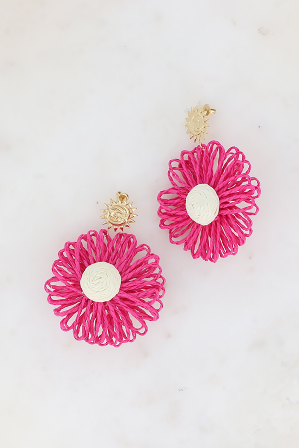 Wholesaler Bohm - Pendant curls - Eclipse piece with synthetic raffia flower